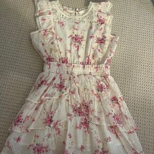 Love Shack Fancy pink floral mini girls dress